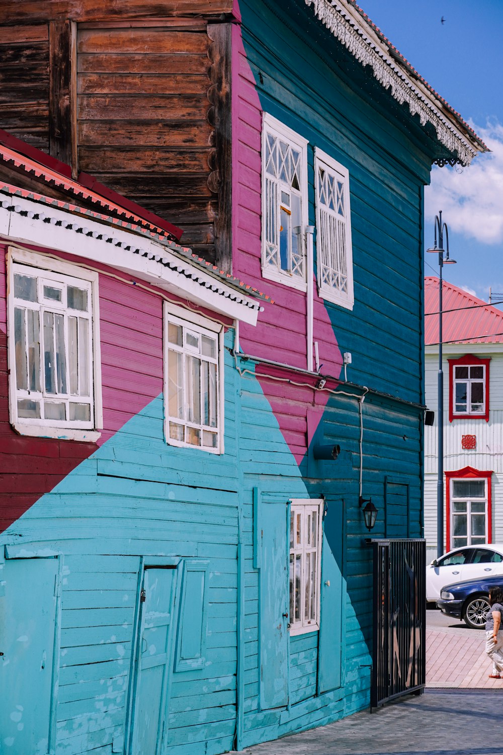 red and white wooden house