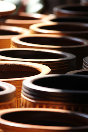 brown and black round metal frames
