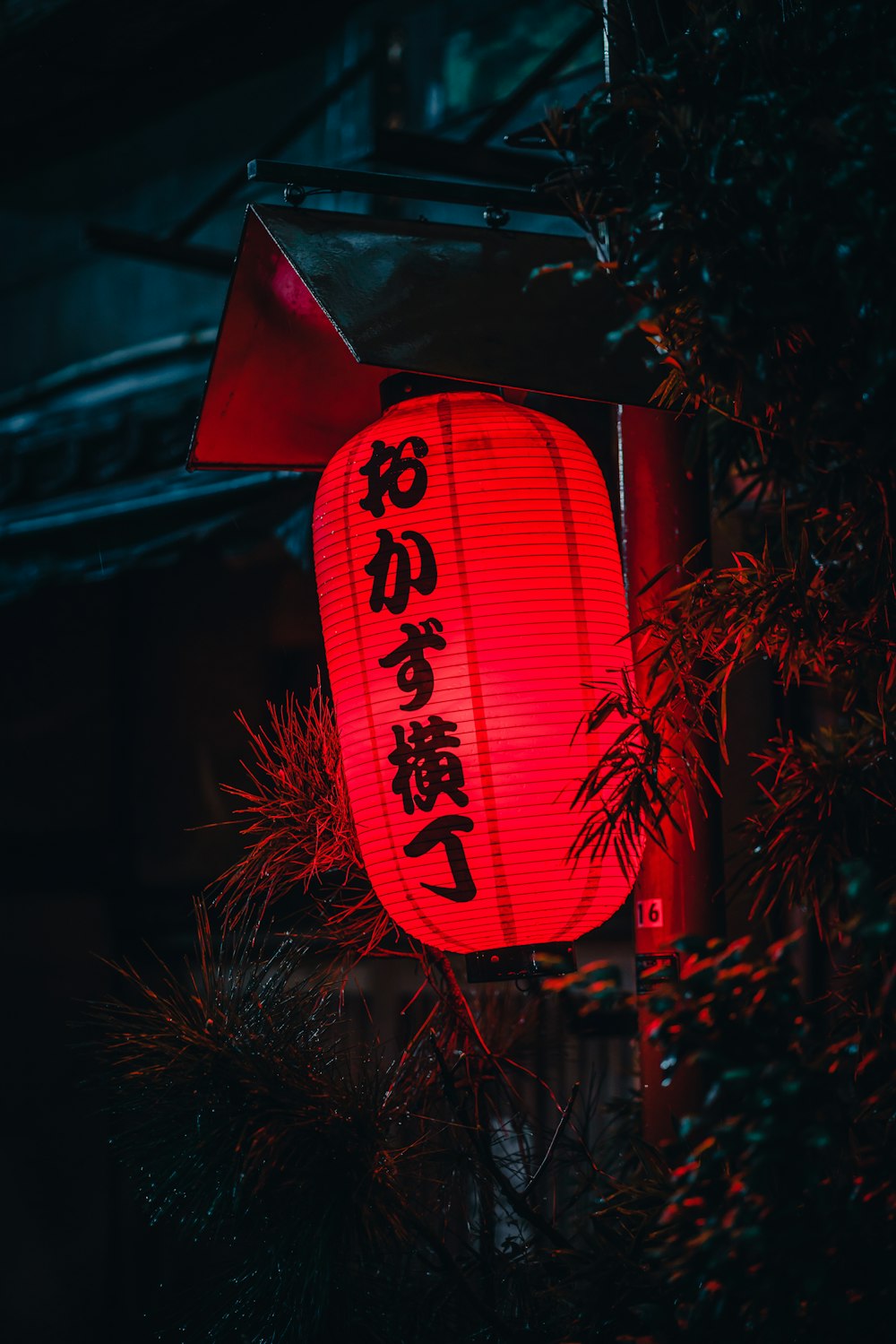 red and white love print lantern