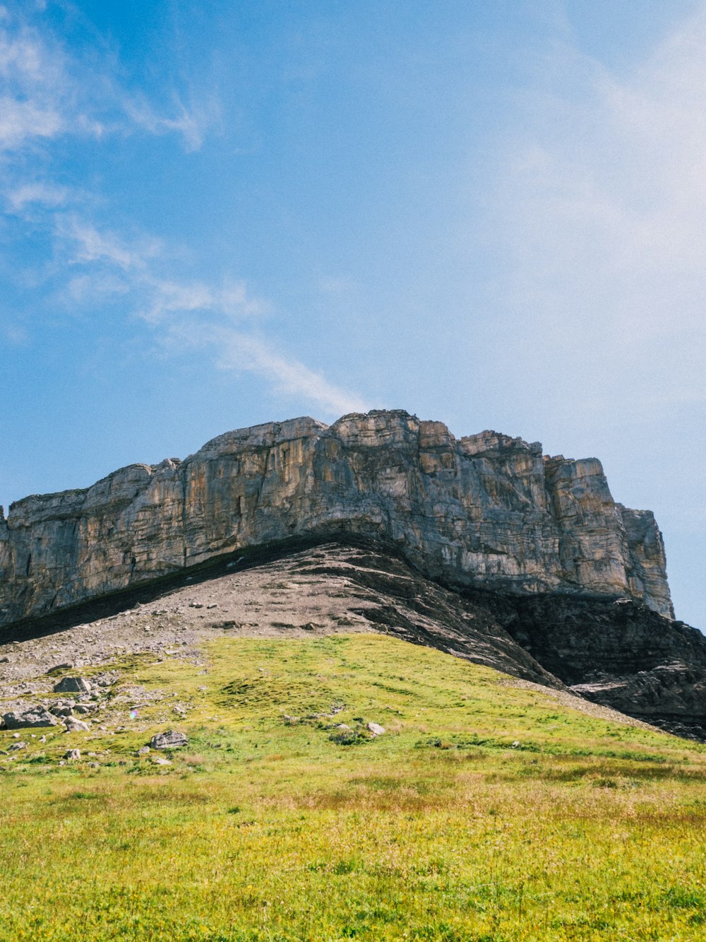 brown rock formation under white clouds during daytime