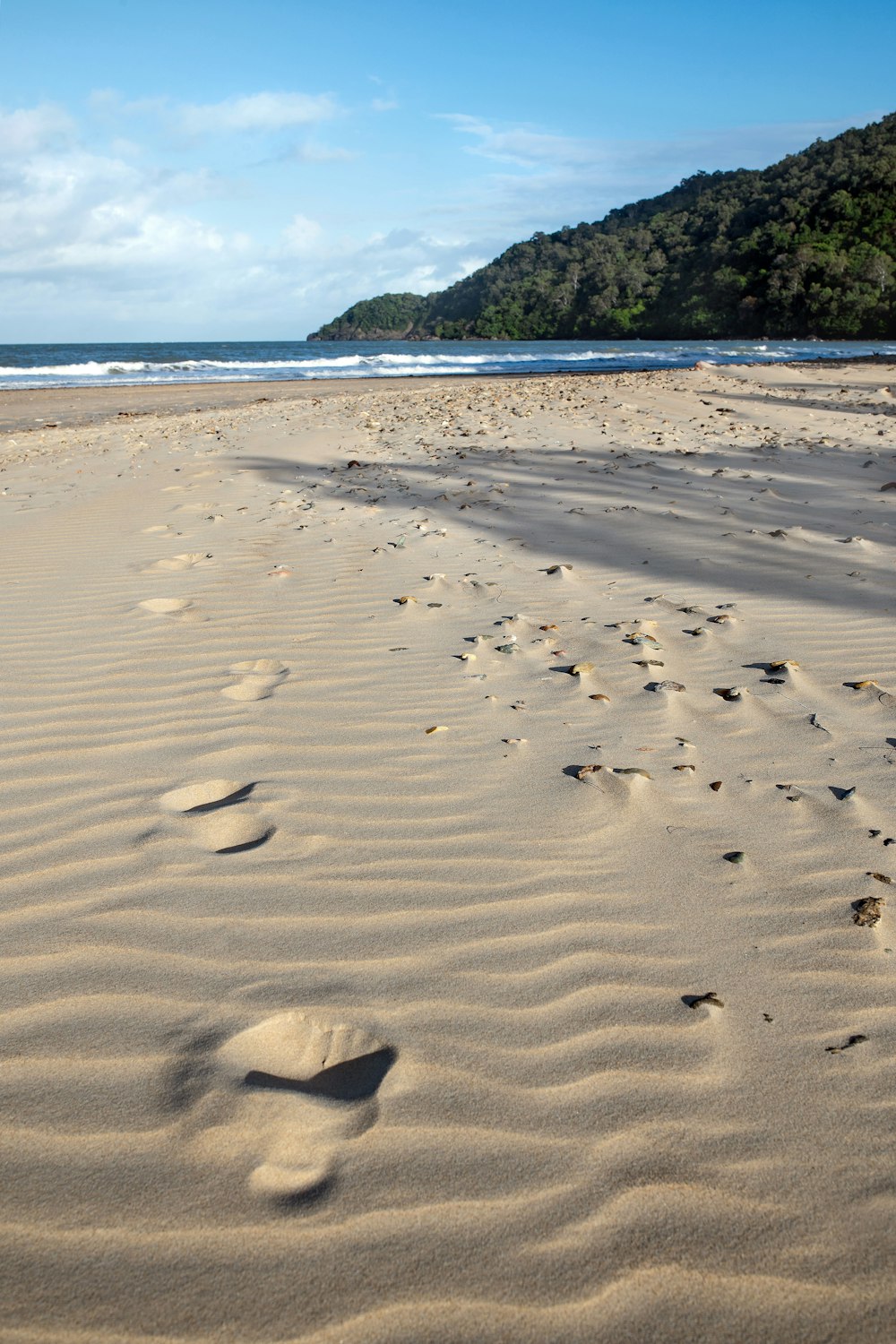 pegadas na areia durante o dia