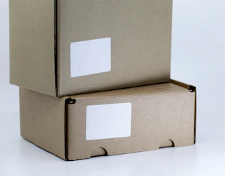 brown cardboard box on white table