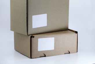 brown cardboard box on white table