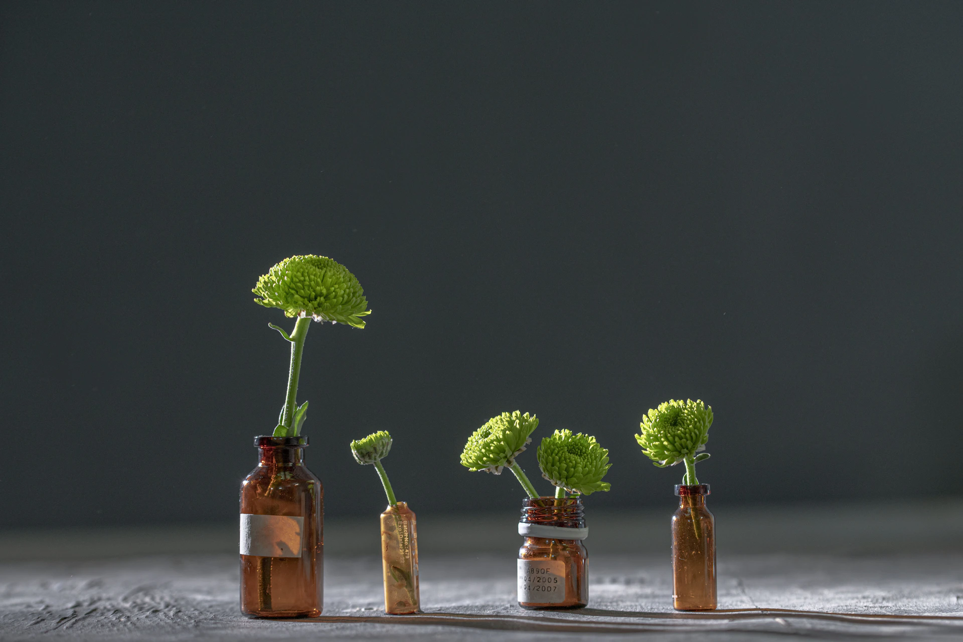 green plant in brown glass bottle