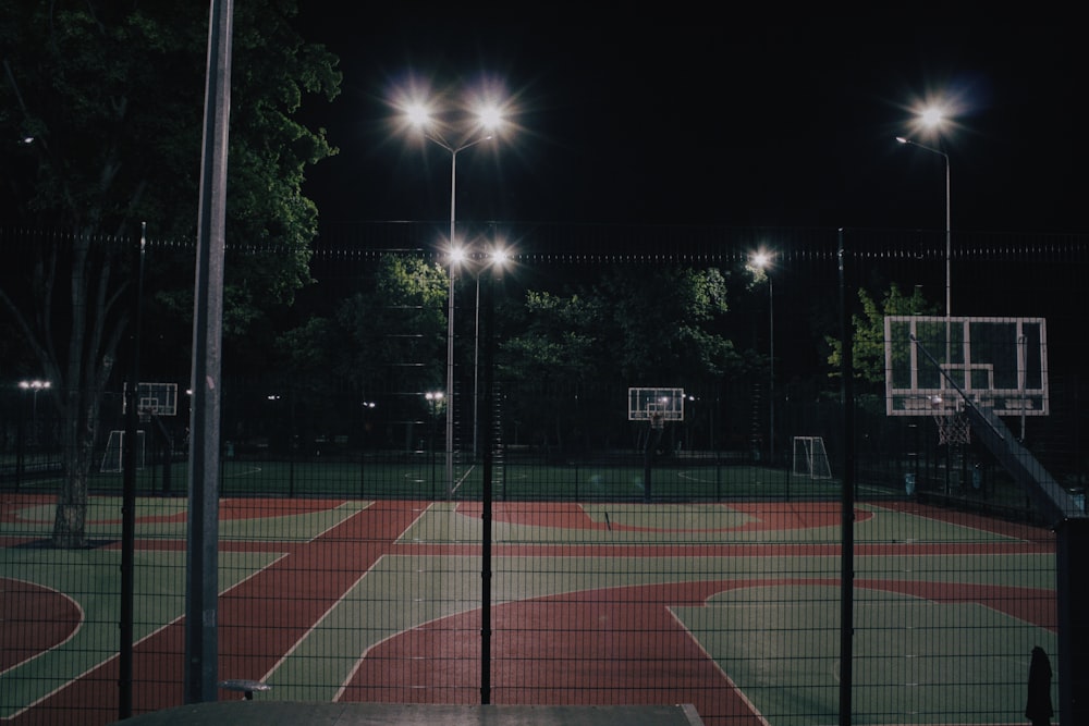 red and white basketball court