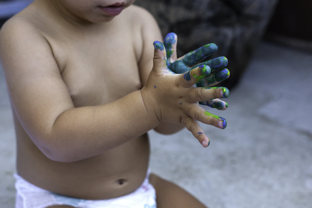 Colorful hands-on sensory play materials for a toddler activity
