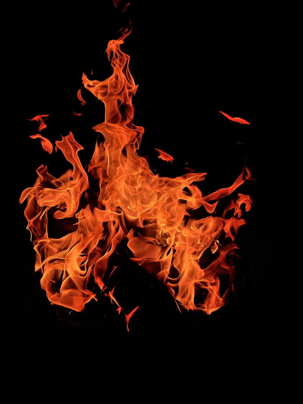 orange fire in black background