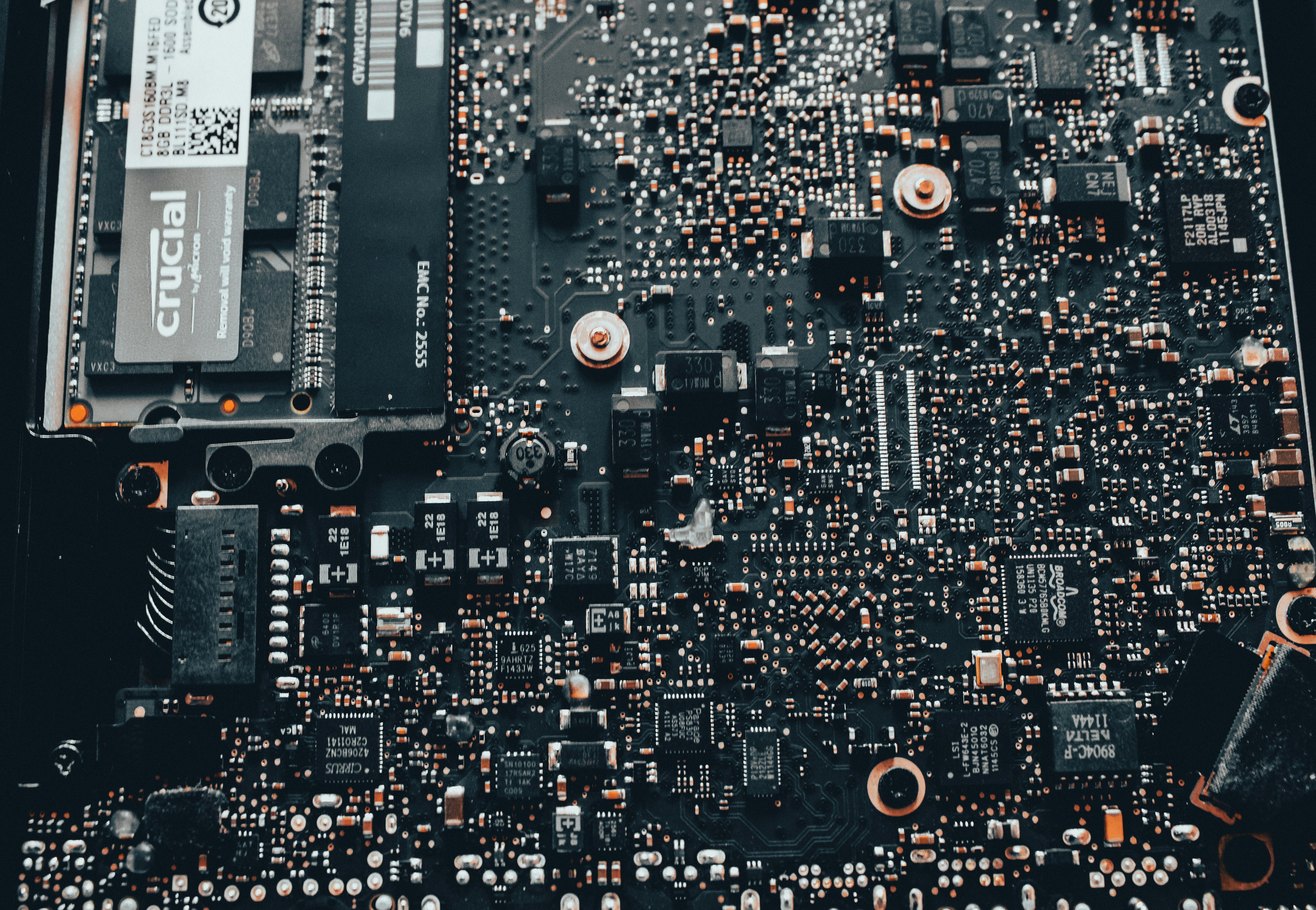 Apple M-series silicon chip processor on motherboard circuit