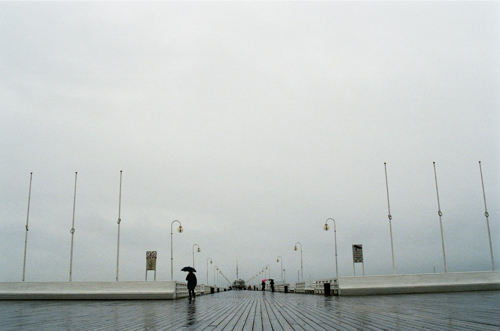 person walking on the dock