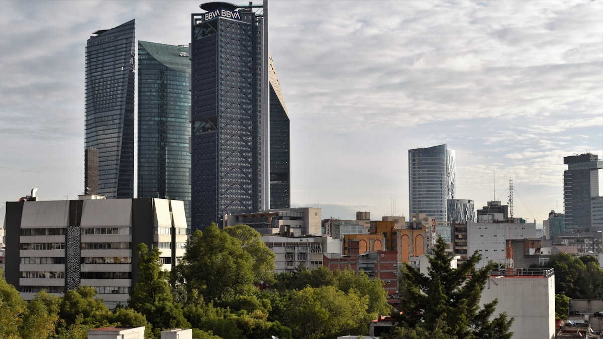 Modern skyline of Mexico City with Reforma towers rising over the cityscape
