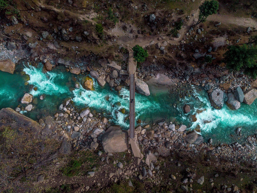 aerial view of green water