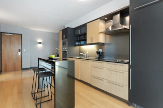 black and silver kitchen counter