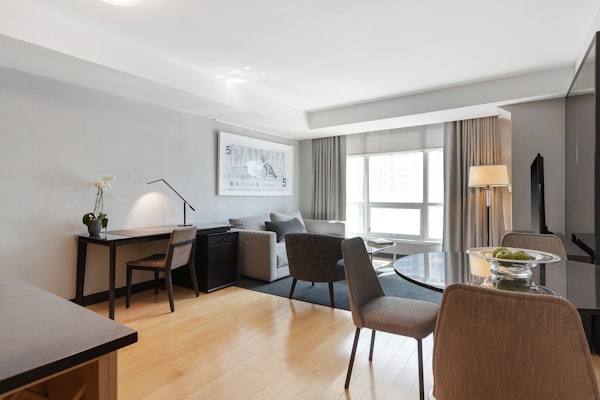 Restful bedroom with blackout curtains and memory foam mattress