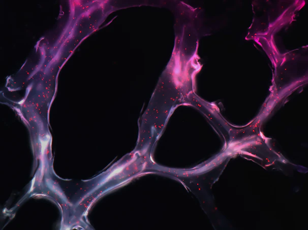 Colorful neural network visualization glowing on a dark background.