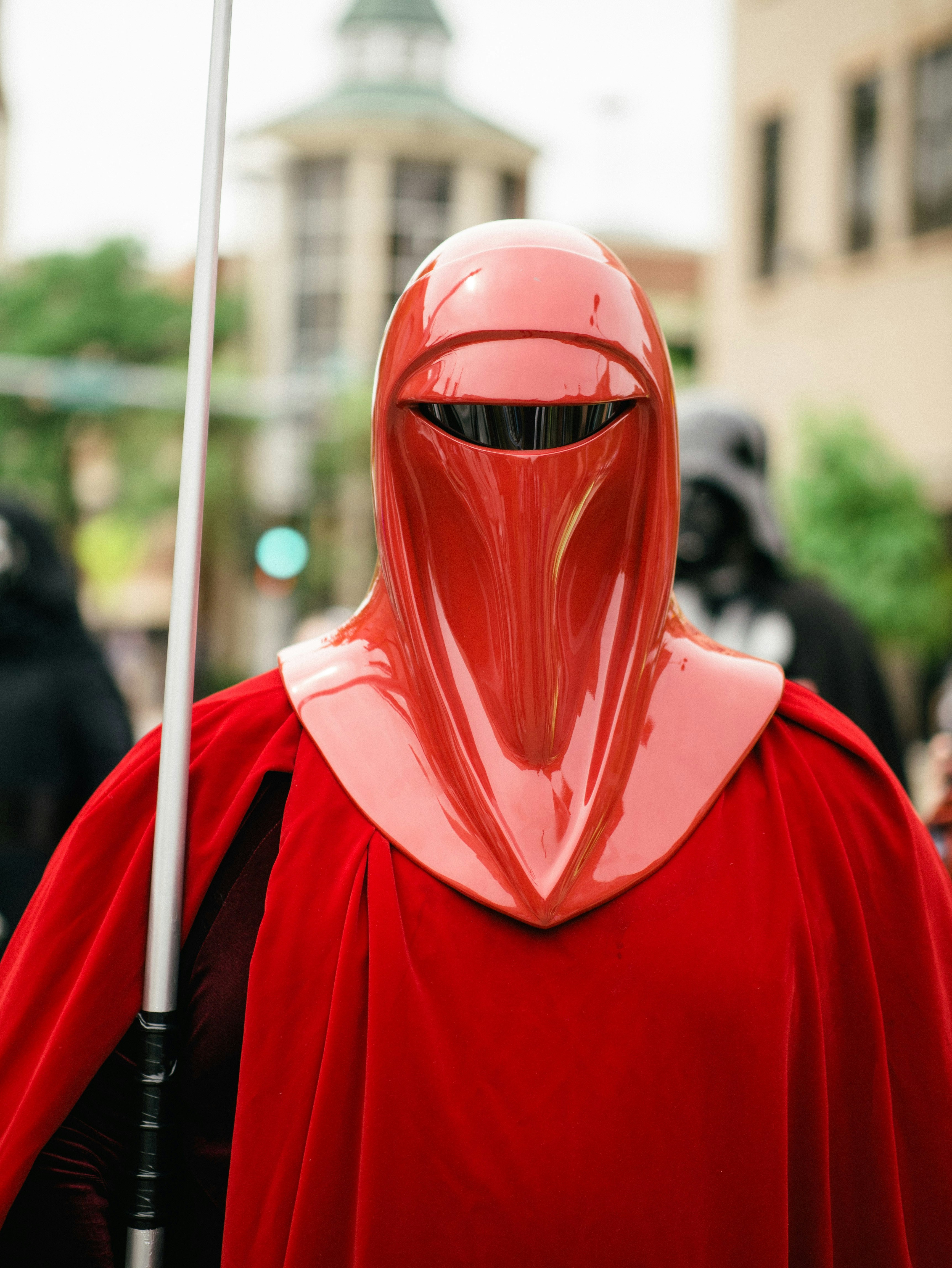 Red and white mask with black sling bag photo Free Star wars Image on