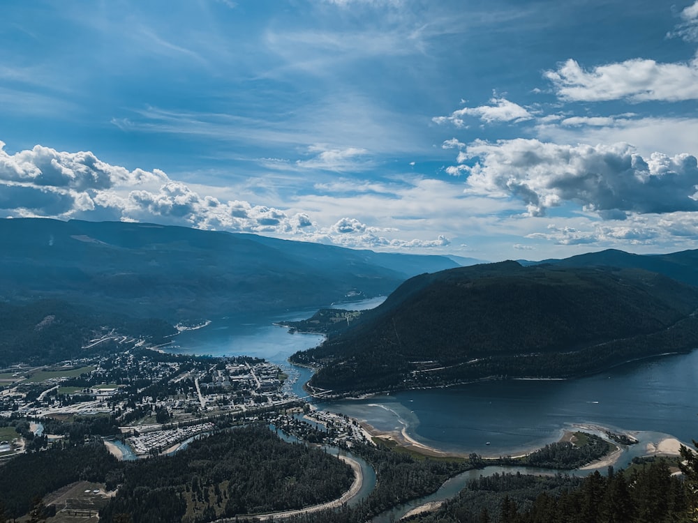 aerial view of city near body of water during daytime