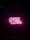 Bright pink neon sign displaying the words 'Good Vibes' against a dark background with a subtle bamboo texture.