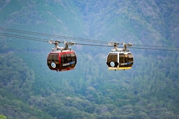 red and black cable cars