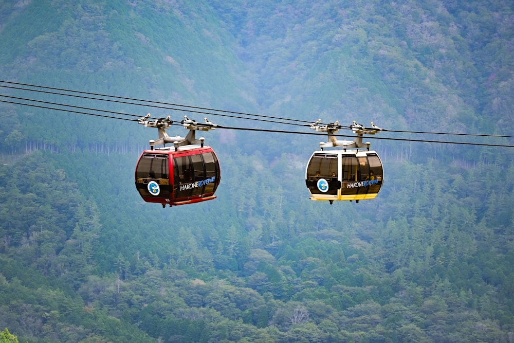 red and black cable cars