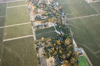 aerial view of green grass field