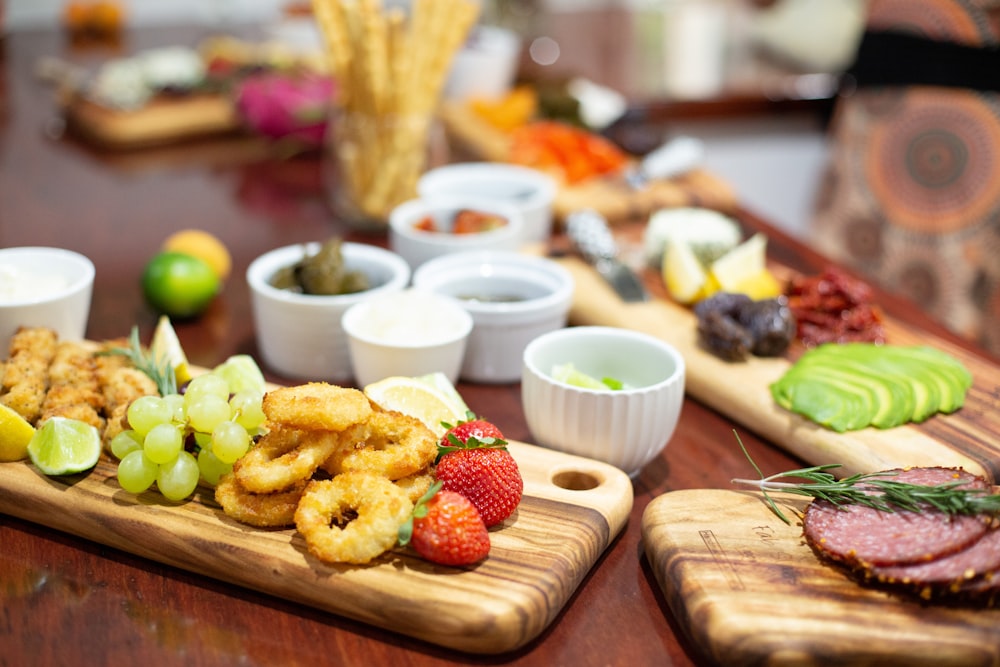 fried food on brown wooden chopping board