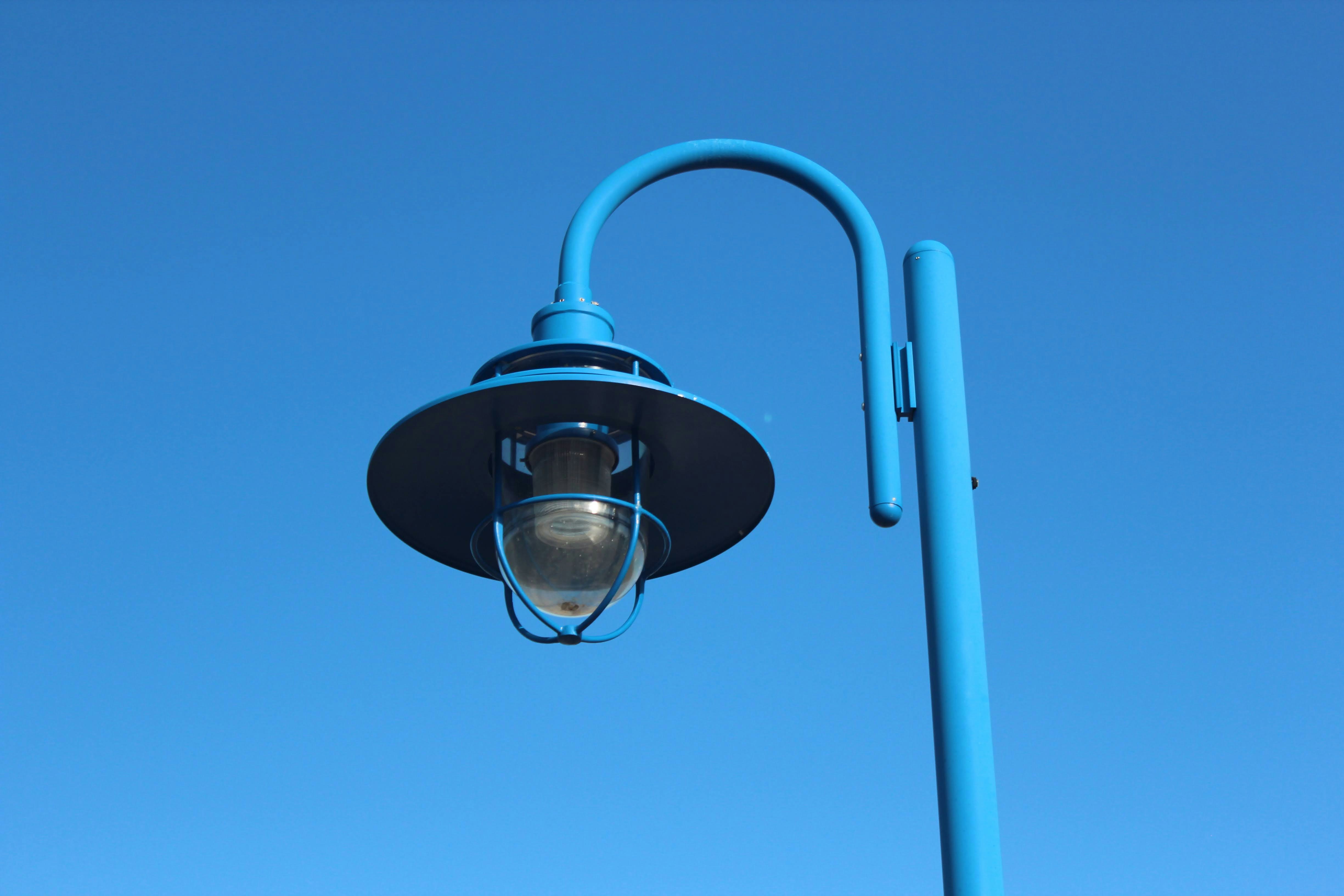 white and silver outdoor lamp