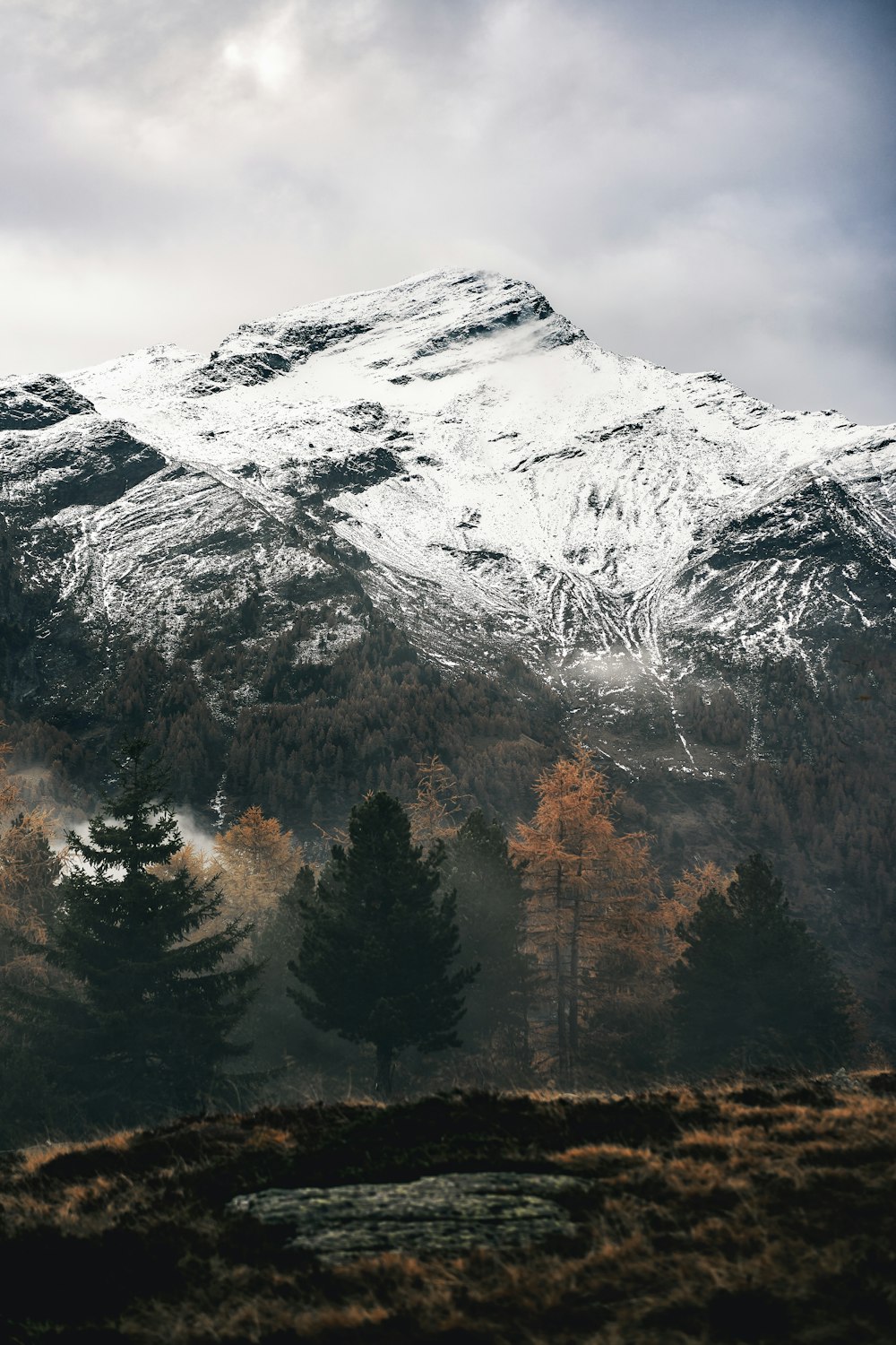 snow covered mountain during daytime