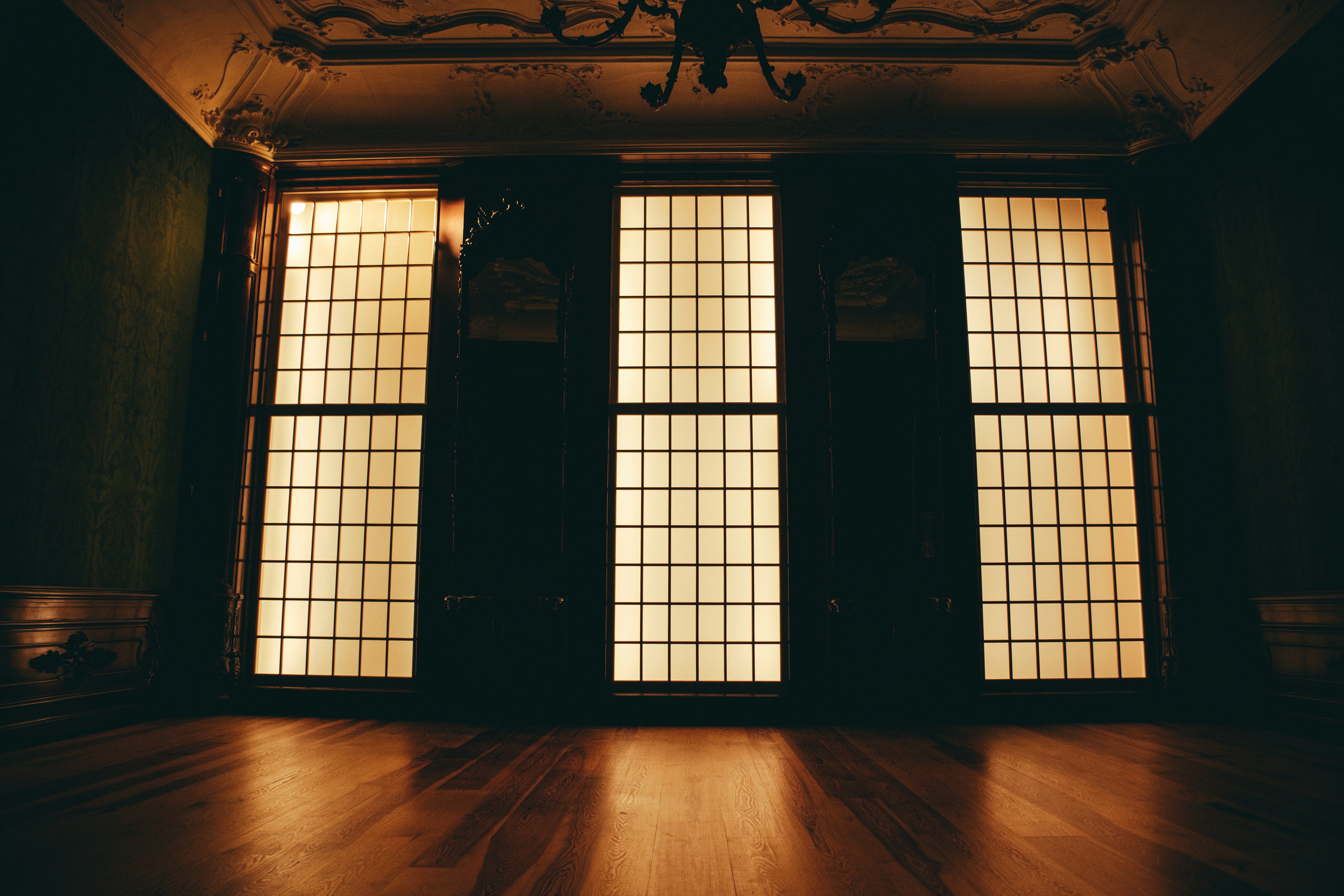 Light falling across a wooden studio floor