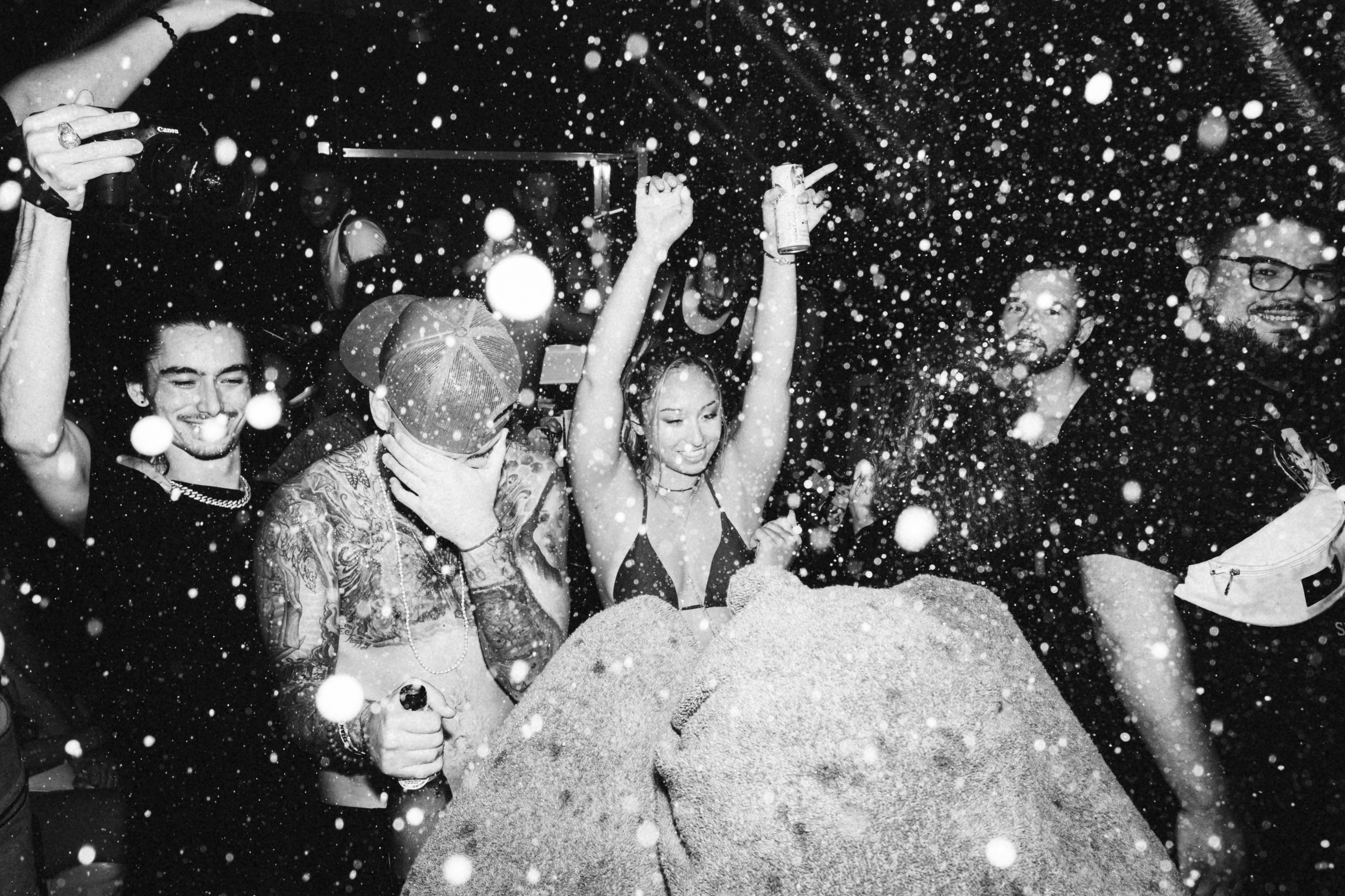 Guests having fun at a vibrant foam party