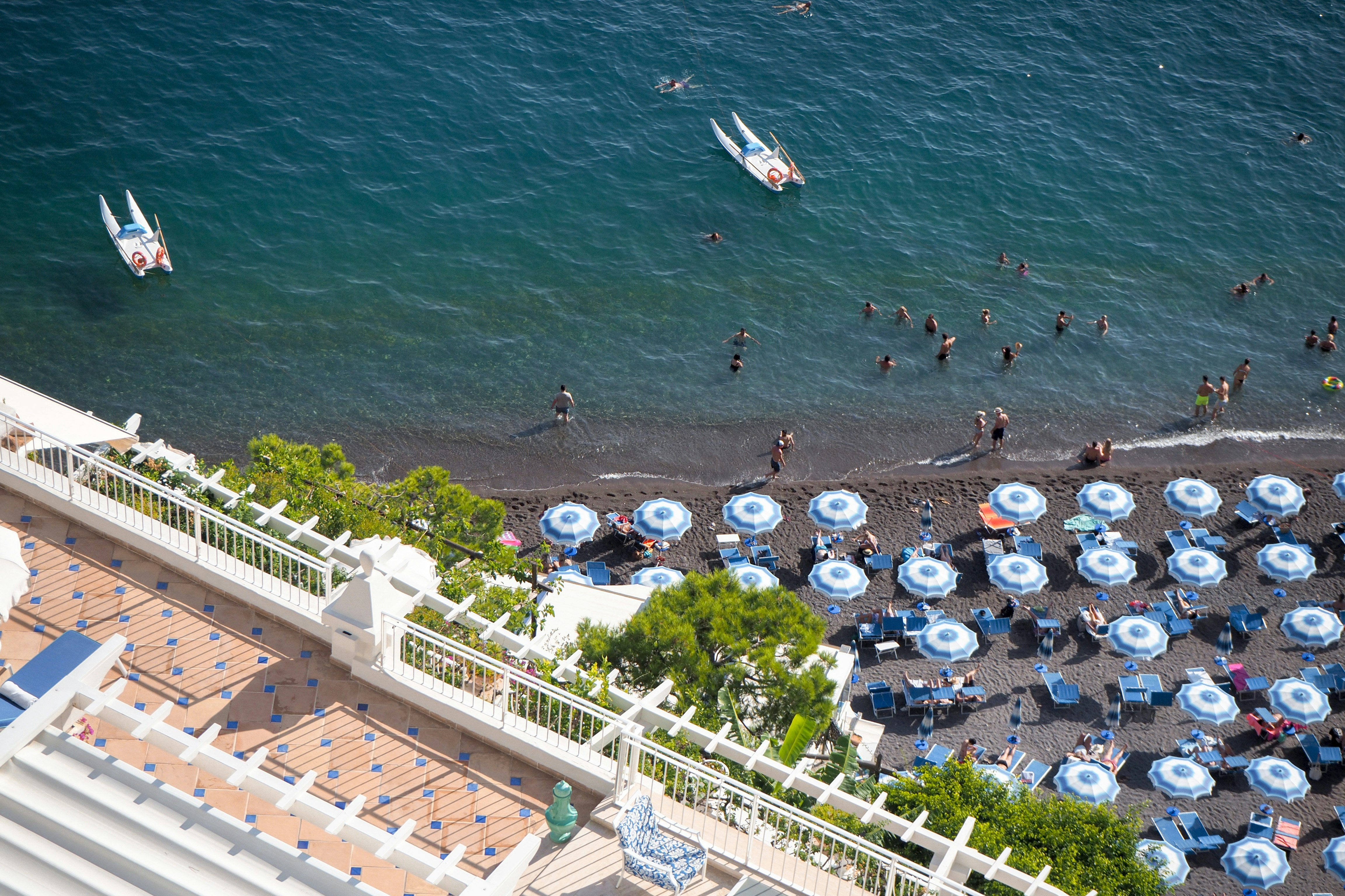 aerial view of people on beach during daytime