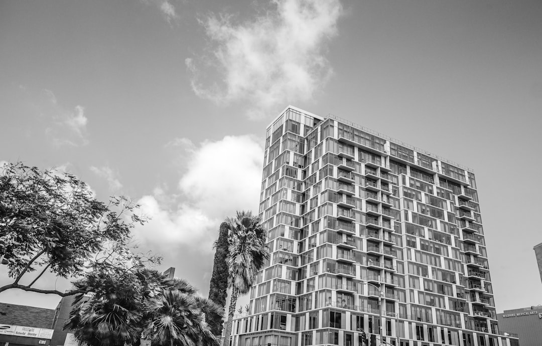 grayscale photo of concrete building