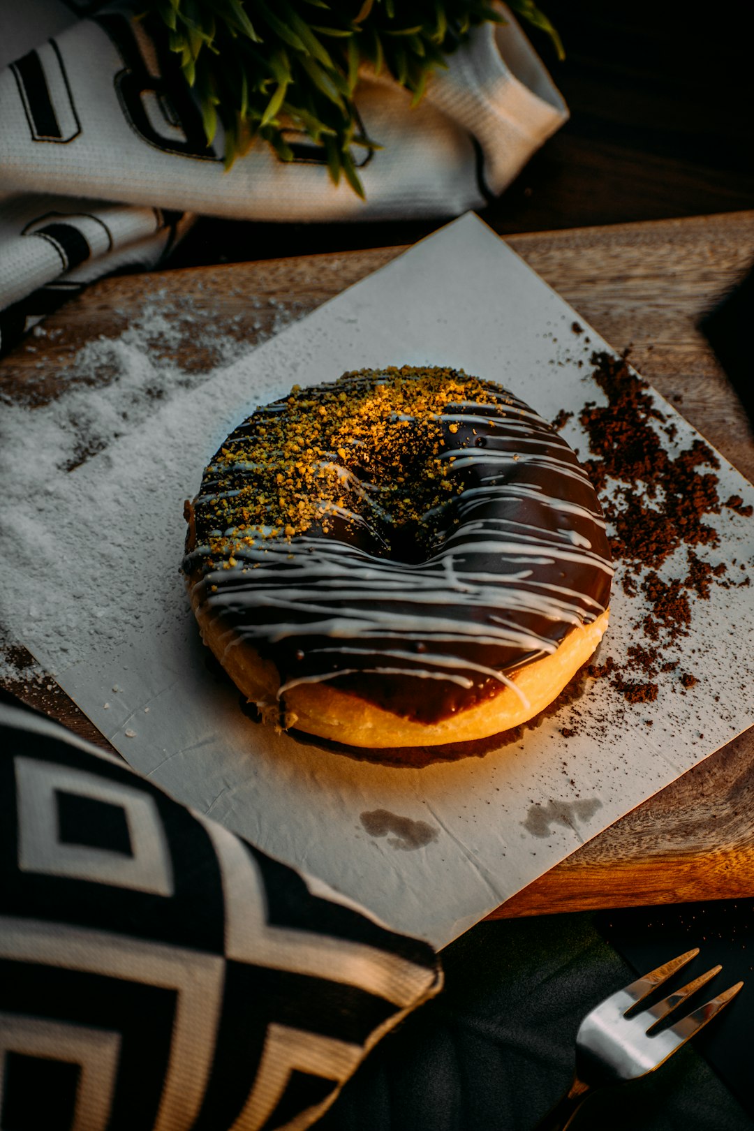 chocolate cake on white paper