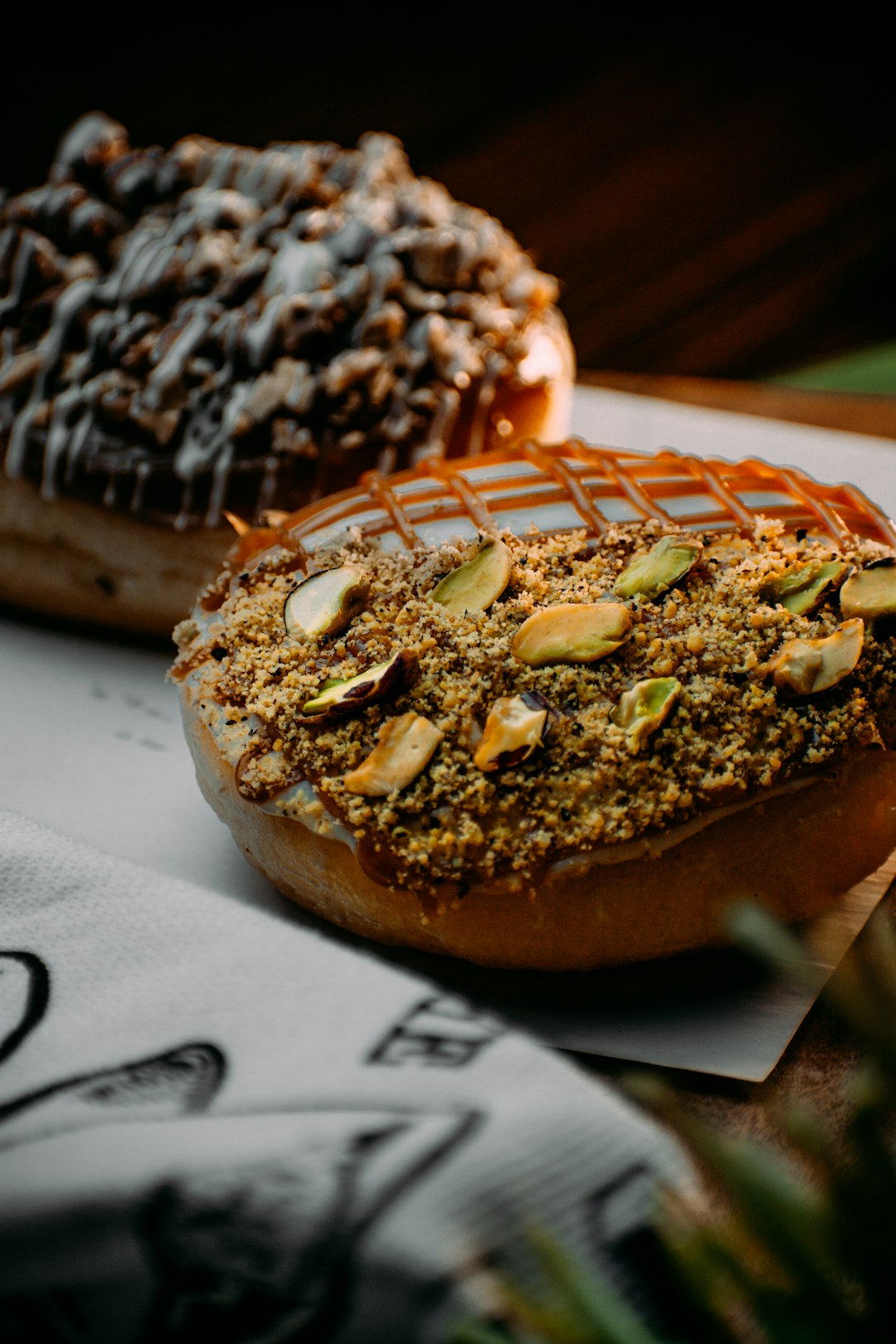 brown bread with white and black toppings