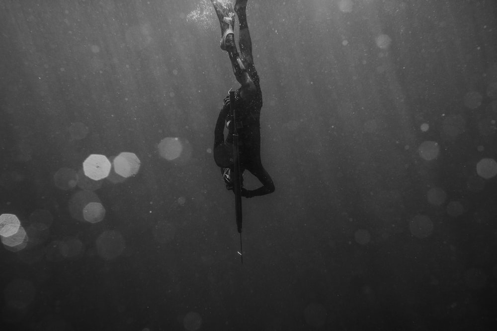 person in black wetsuit in water