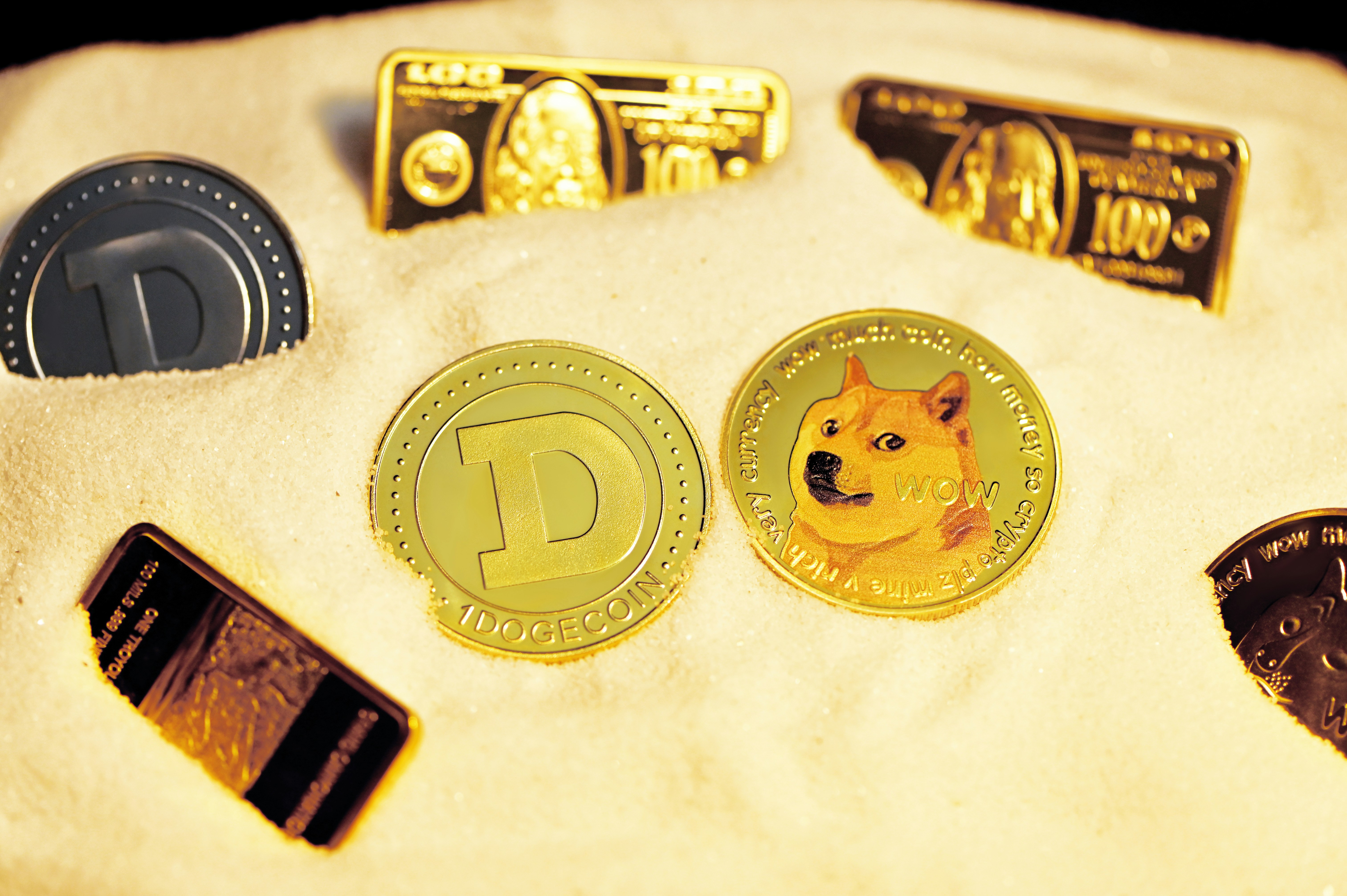 Dogecoins and golds are hiding in the sands
