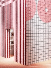 A vibrant room featuring various wallpaper designs.