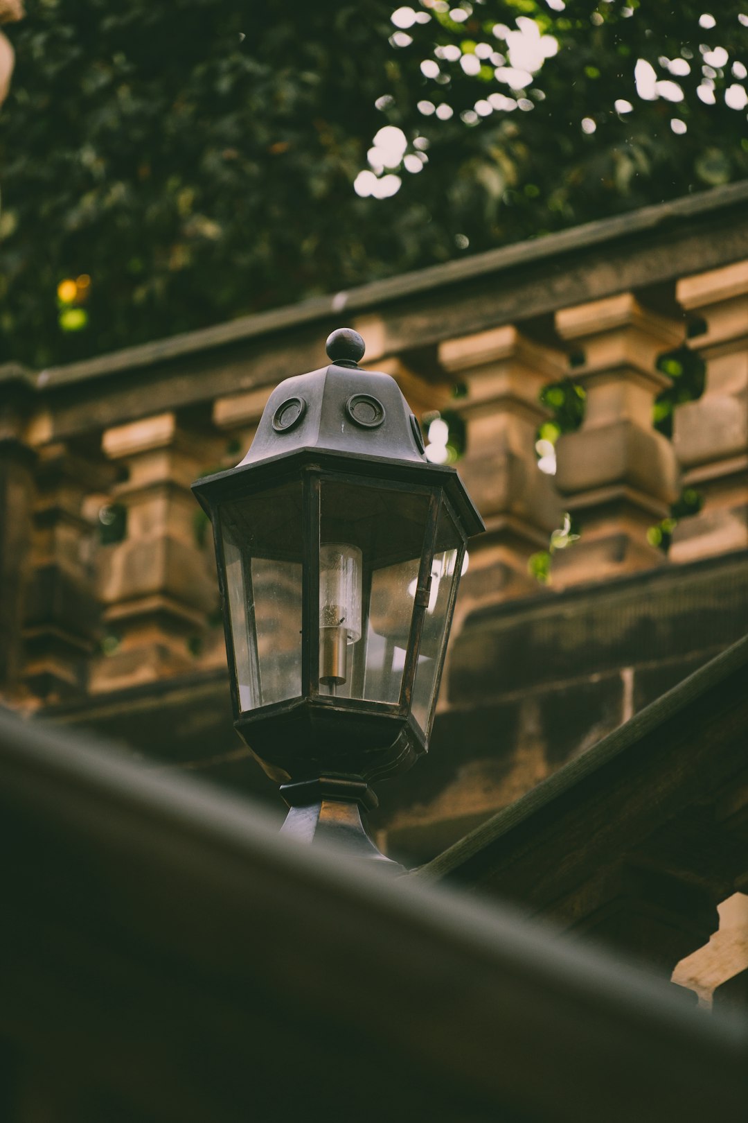 black and white lamp post