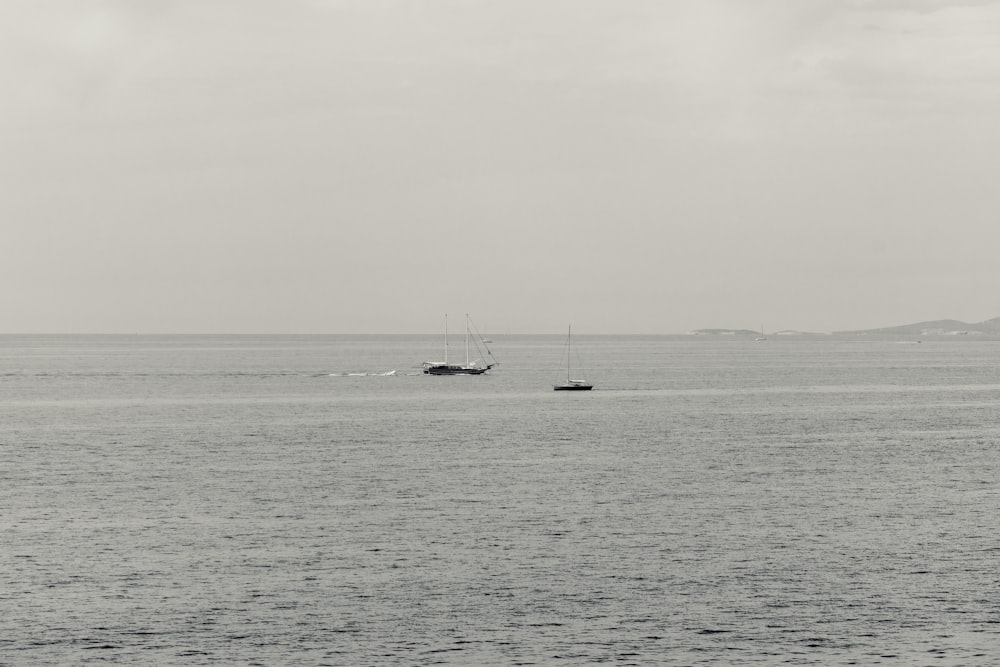 white boat on sea under white sky during daytime