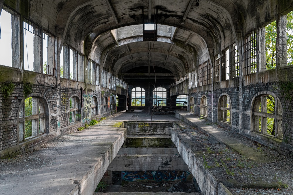 gray concrete tunnel with water