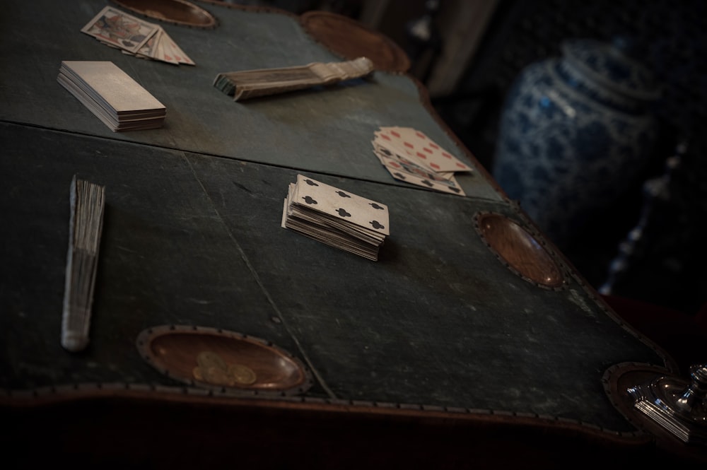 brown wooden round tray on black table