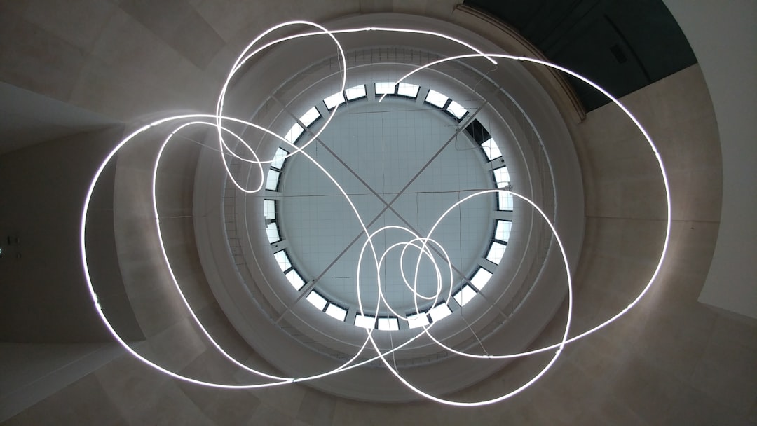 white and black spiral ceiling