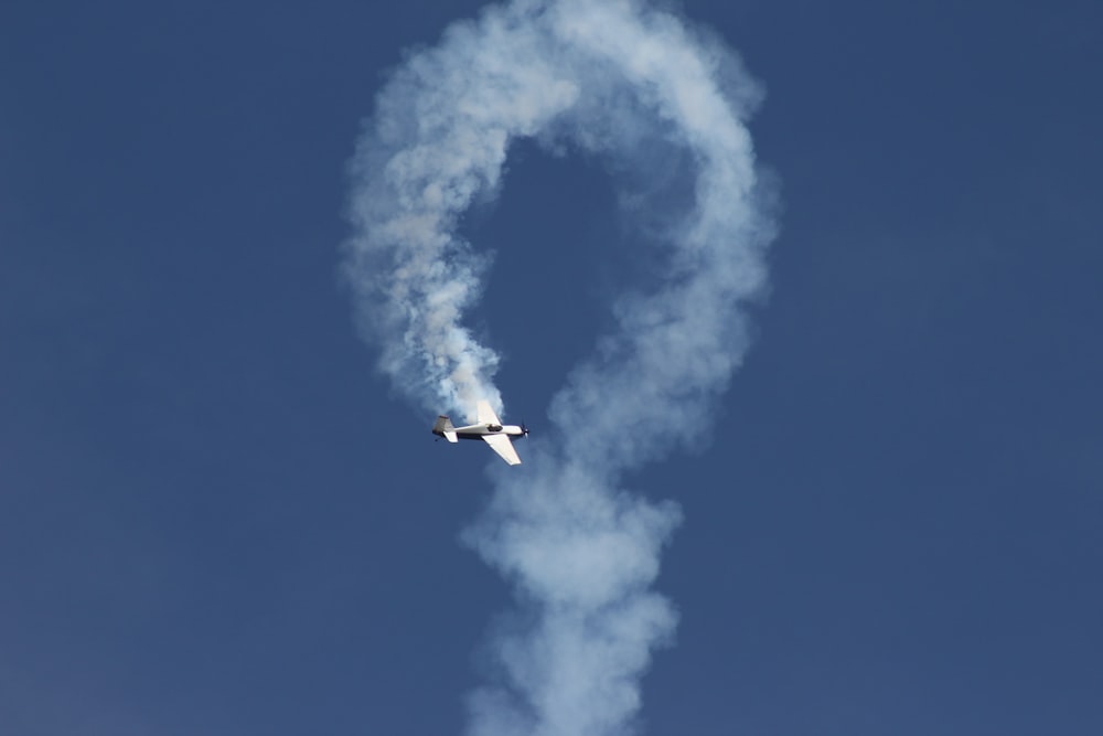 white airplane flying in the sky