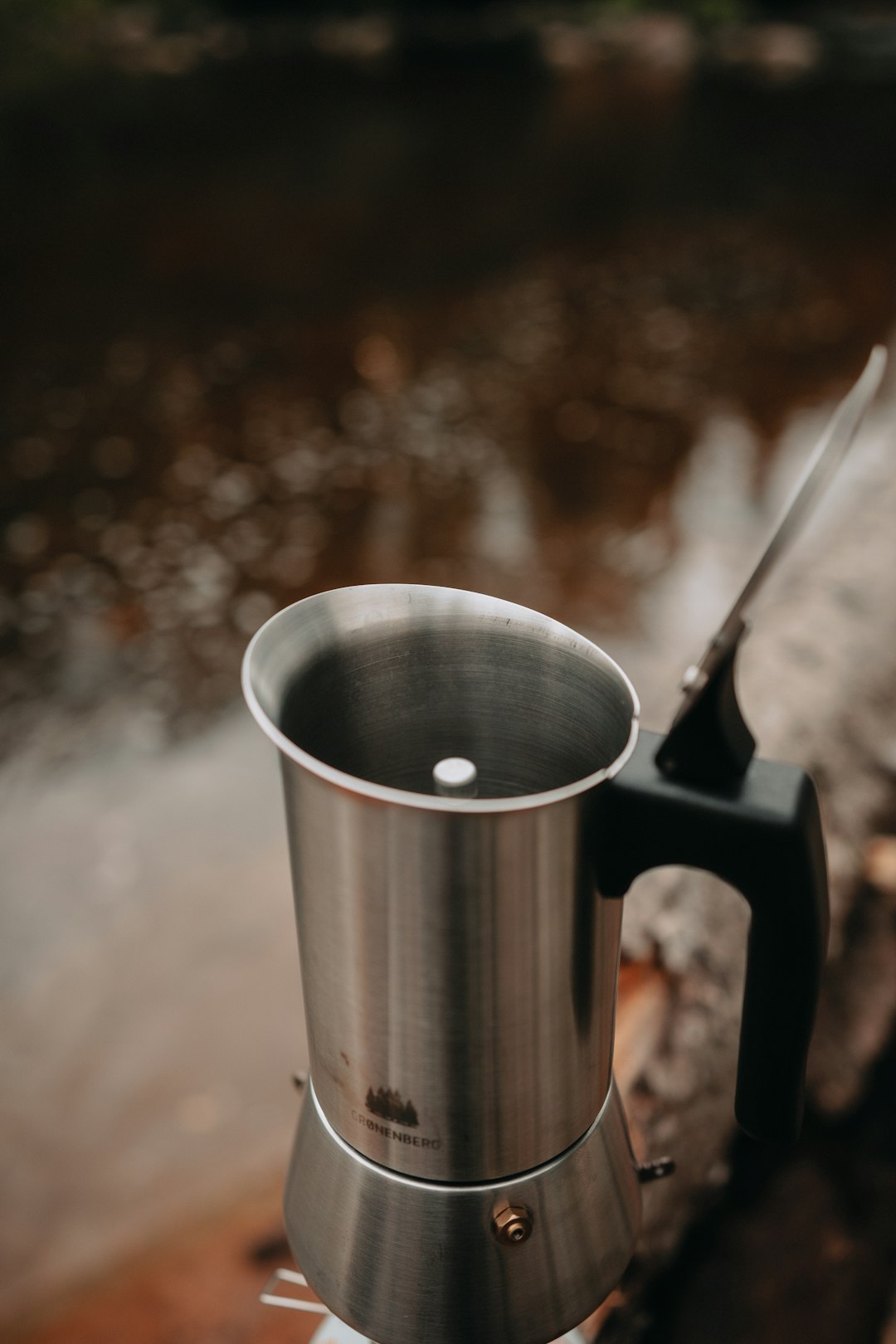 stainless steel mug with water