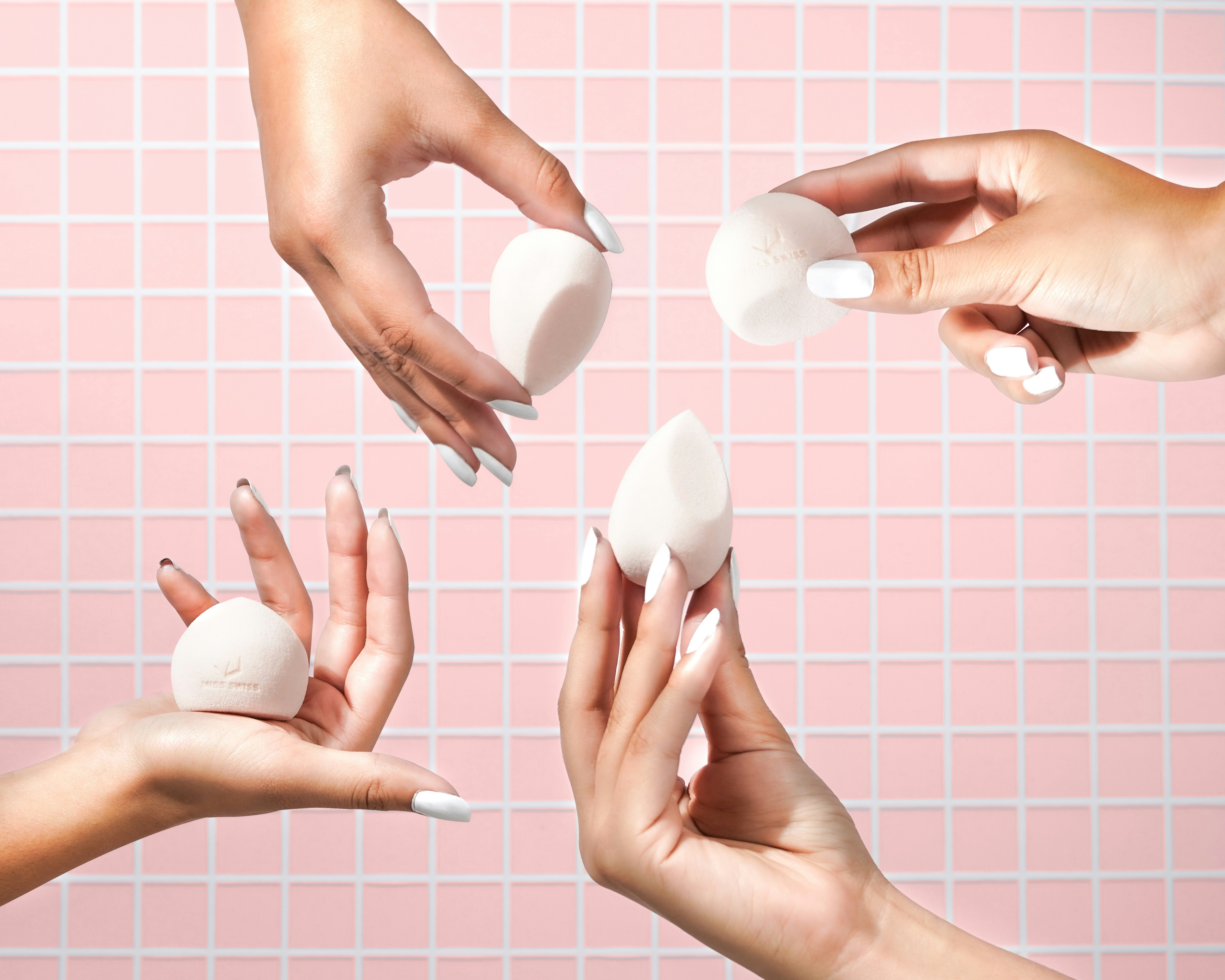 MISS SWISS Round and Angled Marshmallow sponges perfect for applying your foundation
