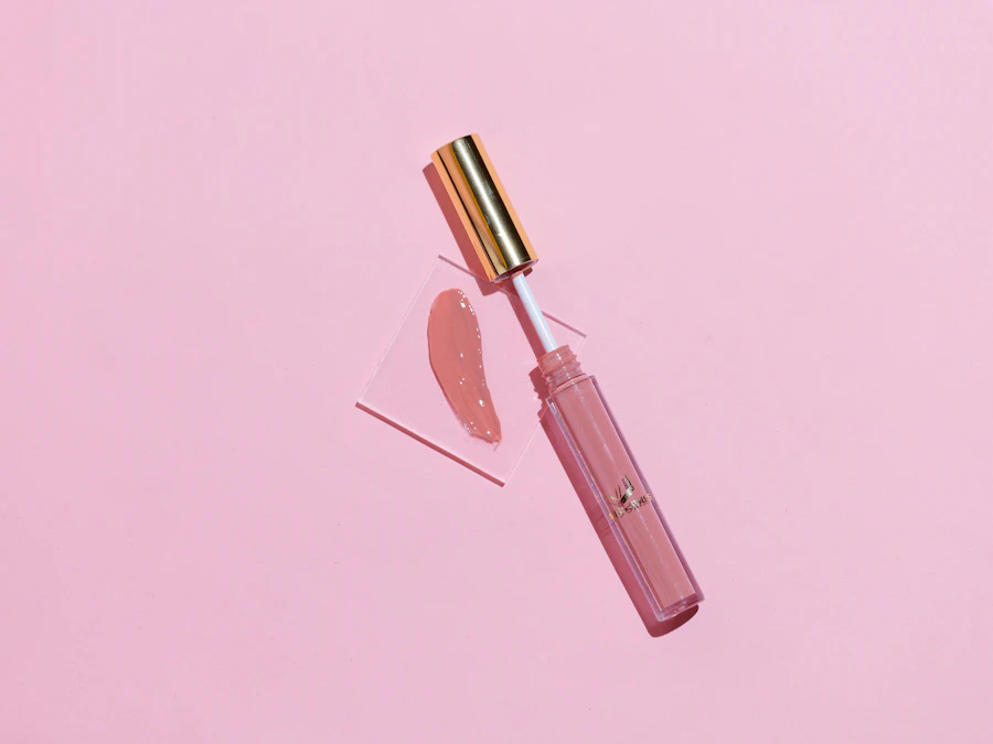 pink lipstick on pink surface