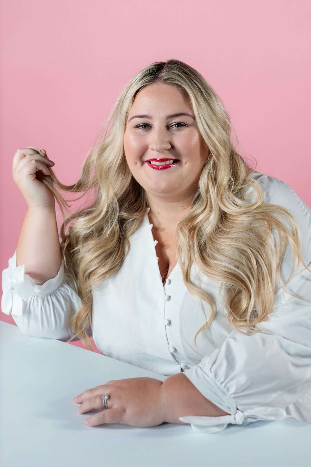 woman in white dress shirt