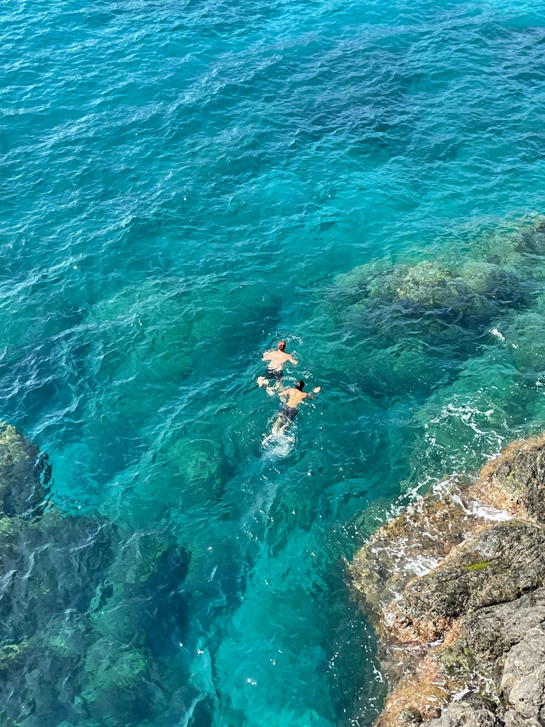 man in blue shorts swimming on blue sea during daytime