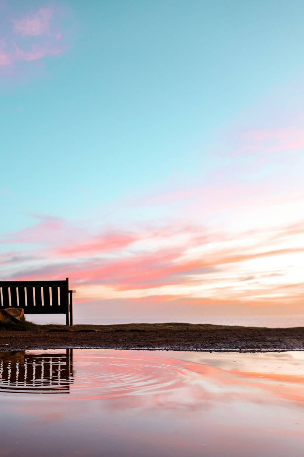 banc en bois brun sur le bord de mer pendant la journée