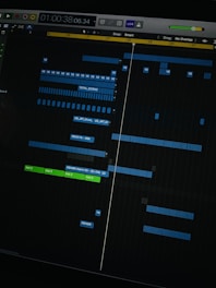 Sound waveforms on a digital audio workstation with colorful sound effects icons.