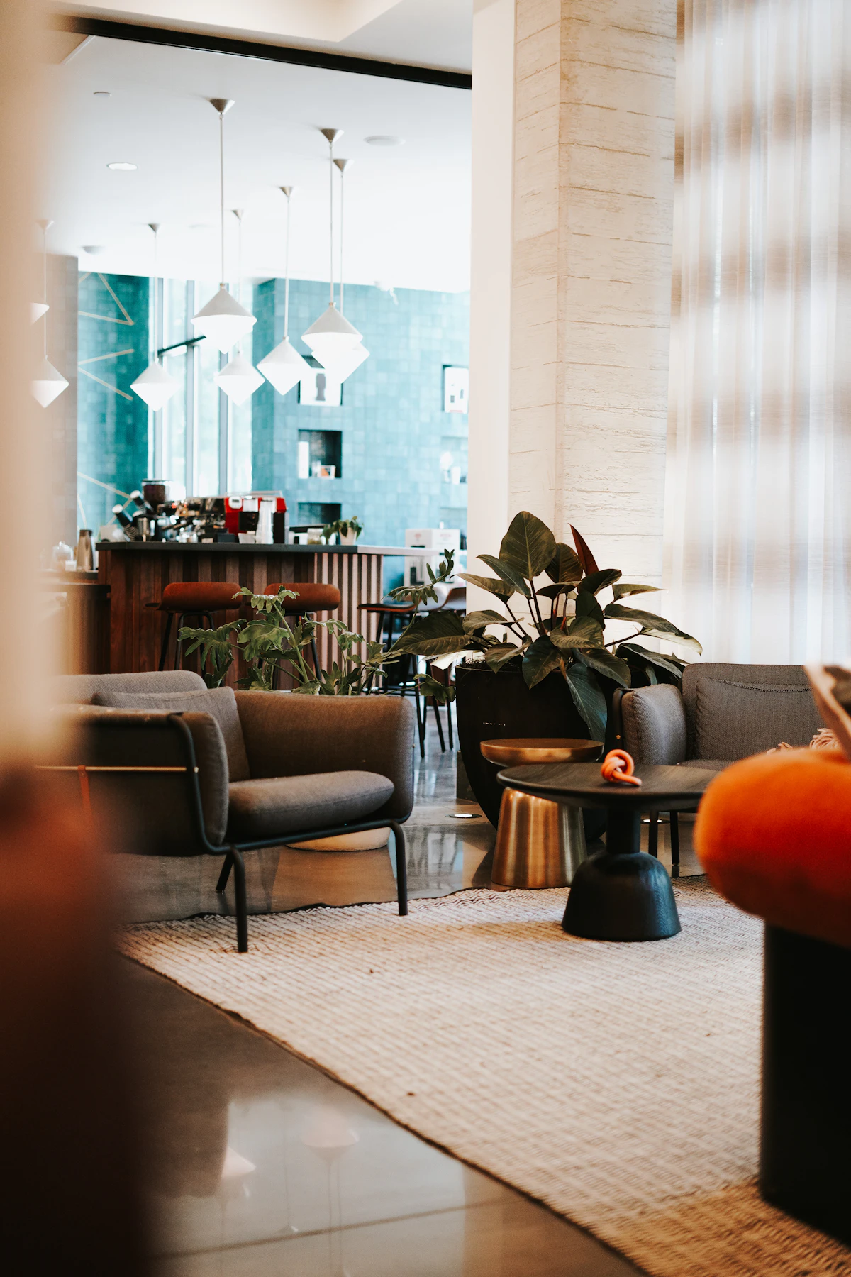 Reception area with escape room themed décor and briefing area